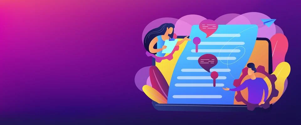 Shared document concept banner header. Stock Illustration