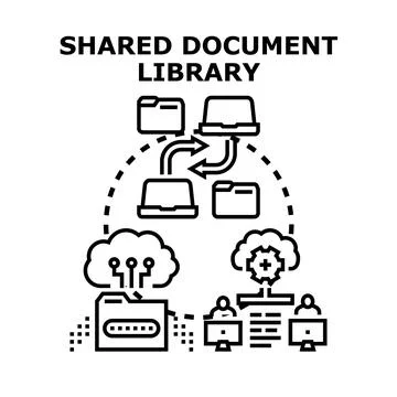 Shared document library concept for collaborative data storage 스톡 일러스트