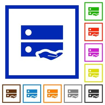 Shared drive flat framed icons Illustrazione stock