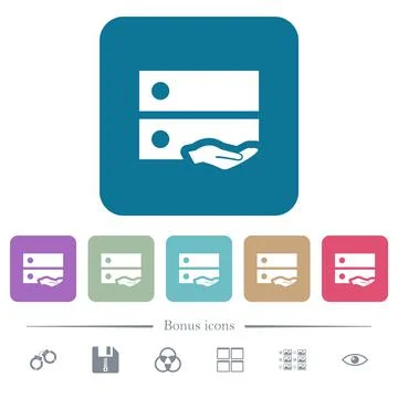 Shared drive flat icons on color rounded square backgrounds Stockillustratie