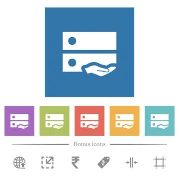 Shared drive flat white icons in square backgrounds Stockillustratie