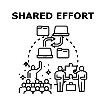 Shared effort concept working together on digital project Stock Illustration