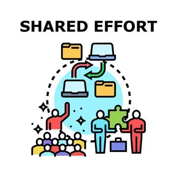 Shared effort concept working together on digital project Stock Illustration