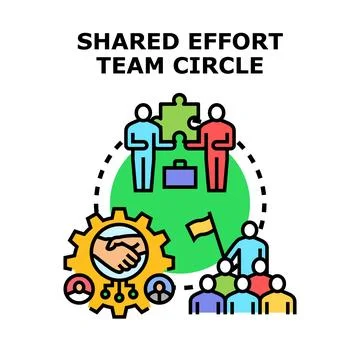 Shared effort team circle cooperation developing business strategy Stock Illustration