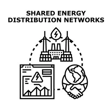 Shared energy distribution networks concept vector illustration Stock Illustration