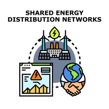 Shared energy distribution networks concept vector illustration Stock Illustration