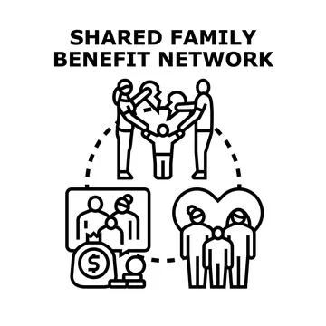 Shared family benefit network protecting child support Stock Illustration