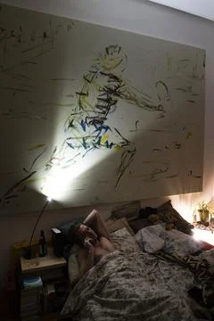 A shared flat under the Coronavirus outbreak, Vienna, Austria - 17 Mar 2020 스톡 사진