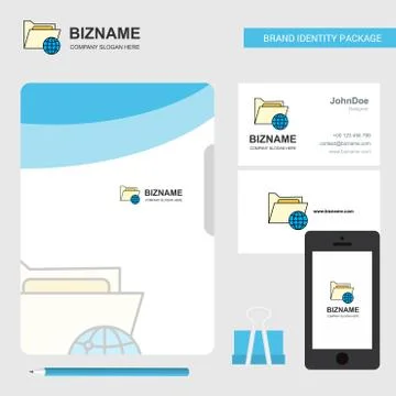 Shared folder  Business Logo, File Cover Visiting Card and Mobile App Design. 스톡 일러스트