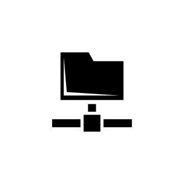 Shared Folder, Data Network Flat Vector Icon Stock Illustration