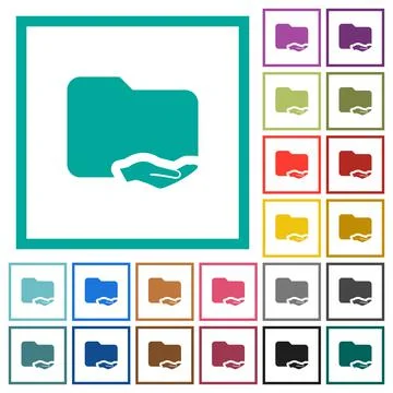 Shared folder flat color icons with quadrant frames 스톡 일러스트