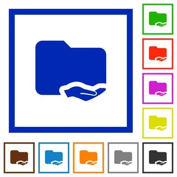 Shared folder flat framed icons 스톡 일러스트