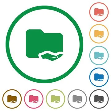 Shared folder flat icons with outlines Stock Illustration