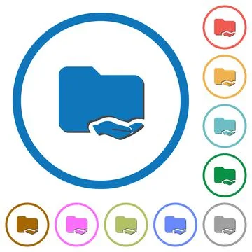 Shared folder icons with shadows and outlines 스톡 일러스트