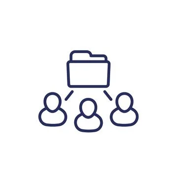 Shared folder line icon, document collaboration Stock Illustration
