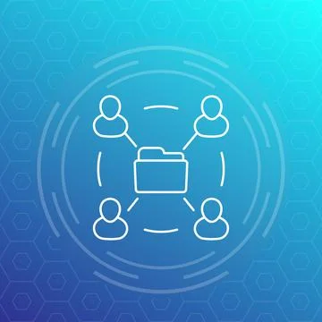 Shared folder for remote work, line icon Stock Illustration