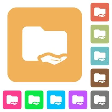 Shared folder rounded square flat icons Stock Illustration