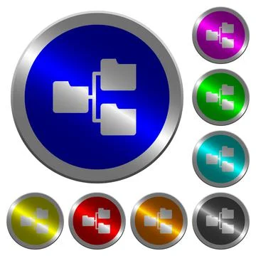 Shared folders luminous coin-like round color buttons 스톡 일러스트