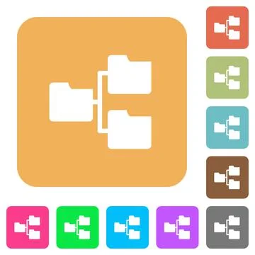 Shared folders rounded square flat icons 스톡 일러스트