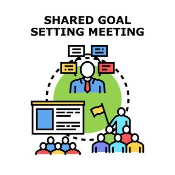 Shared goal setting meeting for team collaboration Stock Illustration