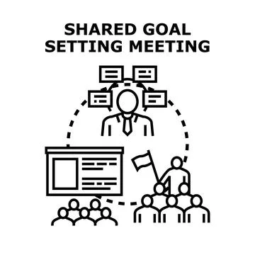 Shared goal setting meeting for team collaboration Stock Illustration