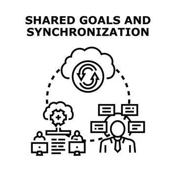 Shared goals and synchronization concept vector illustration イラスト素材