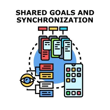 Shared goals and synchronization concept vector illustration Stock Illustration