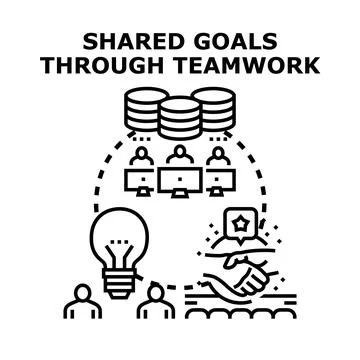 Shared goals through teamwork and collaboration concept Stock Illustration