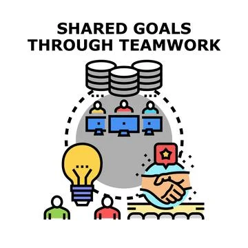 Shared goals through teamwork and collaboration concept Stock Illustration