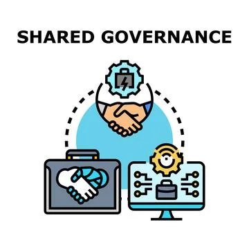 Shared governance concept illustrating collaborative business processes Stock Illustration