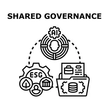 Shared governance concept integrating esg, ai, and data management Stock Illustration