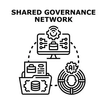 Shared governance network managing business processes and data 스톡 일러스트