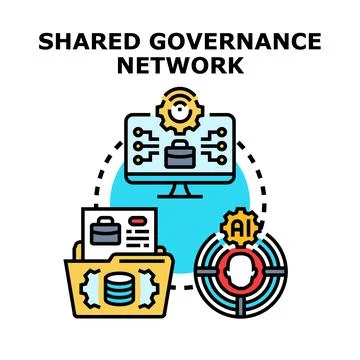 Shared governance network managing business processes and data Stock Illustration
