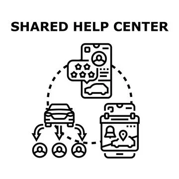 Shared help center for car sharing service app Stock Illustration