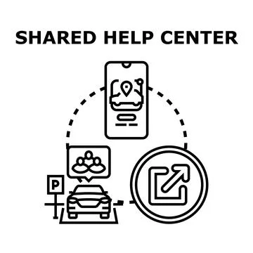 Shared help center concept with carpooling and support Stock Illustration