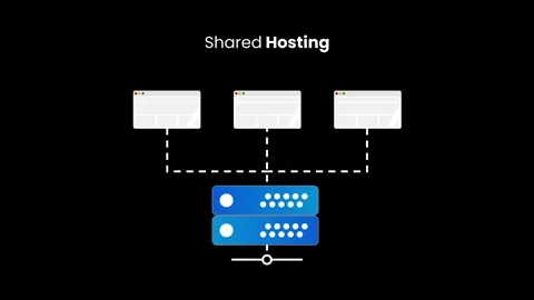Shared Hosting Explained  Multiple Websites on One Server Animation on Blac.. Stock Footage 328589655