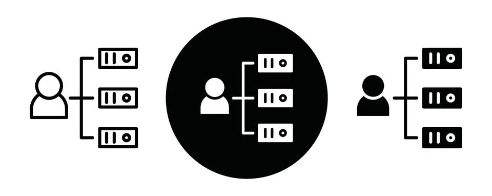 Shared hosting outline icon collection or set. Shared hosting Thin vector l.. Stock Illustration