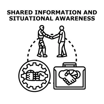 Shared information and situational awareness concept Stock Illustration