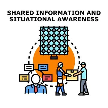 Shared information and situational awareness concept illustration Stock Illustration