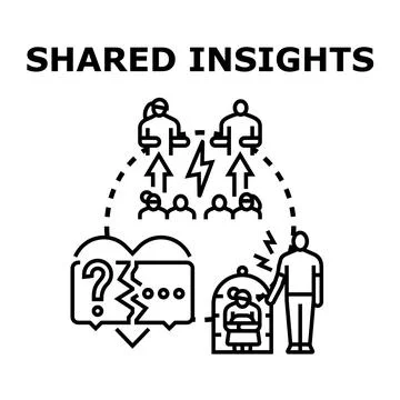 Shared insights leading to teamwork problem solving and creativity Stock Illustration