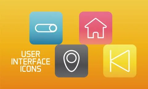 Shared with interface set block gradient style icons Stock Illustration