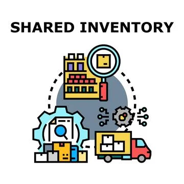Shared inventory management distribution logistics concept Stock Illustration