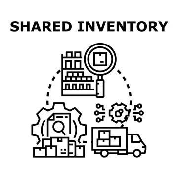 Shared inventory management distribution logistics concept Stock Illustration