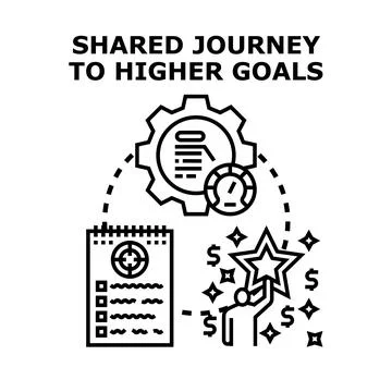 Shared journey achieving higher goals success concept Stock Illustration