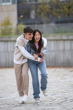 Shared joy on a romantic stroll Fotos Stock