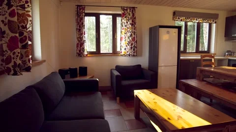 Shared Kitchen and Dining Area in the Motel. Stock Footage 270352590