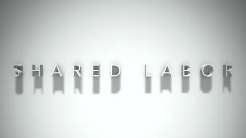 Shared labor 3D title animation with shadows on a white background Stock Footage 297906484
