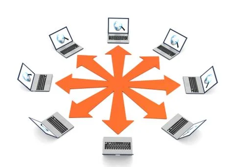 Shared laptop Stock Illustration