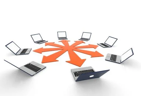 Shared laptop Stock Illustration