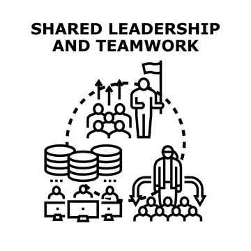 Shared leadership and teamwork concept for business collaboration Stock Illustration